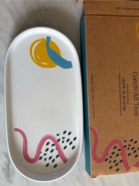 Catch-All Ceramic Tray with Abstract Colorful Design